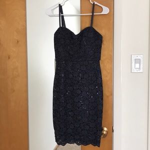 Navy blue sequin midi dress